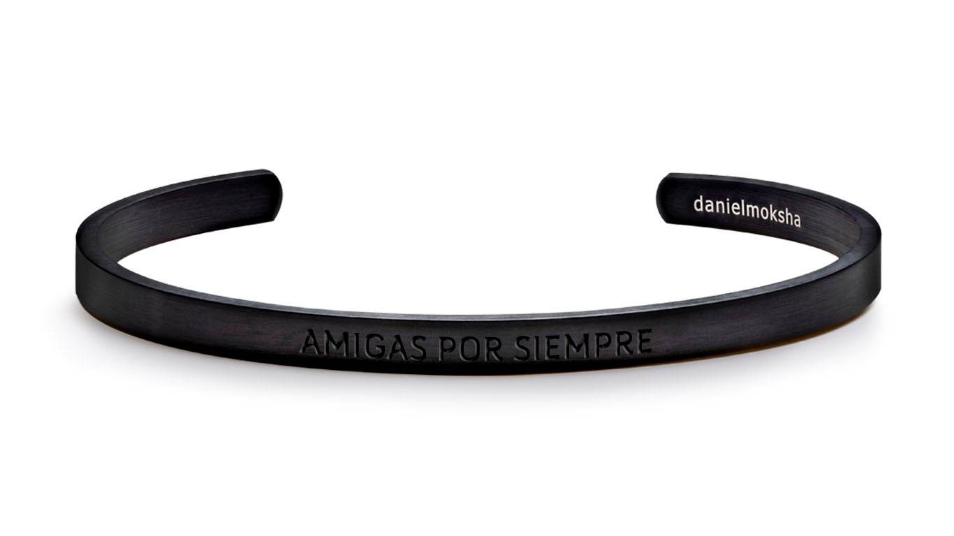 Pulsera Amigas por Siempre (Gruesa sin tinta negra) Negra Daniel Moksha