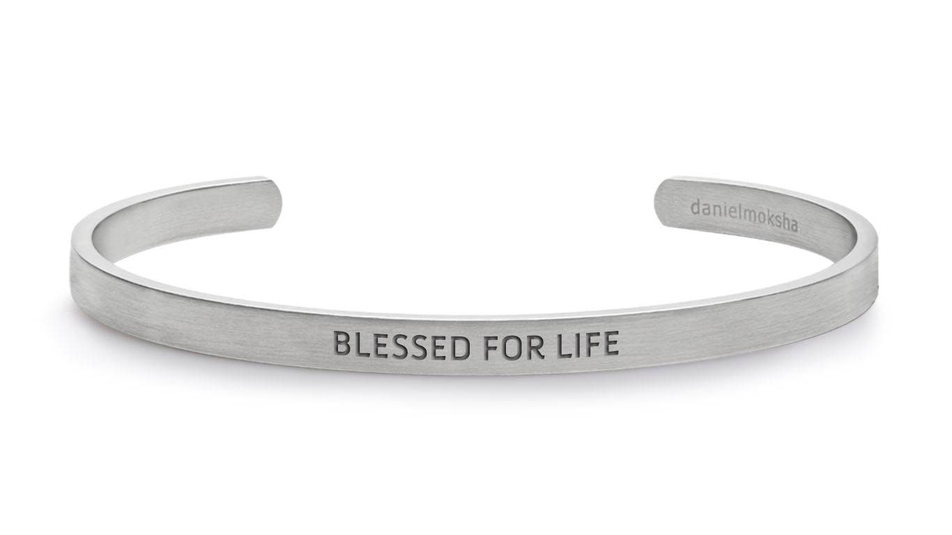 Pulsera Blessed for life (Hombre sin tinta negra) Plata Daniel Moksha