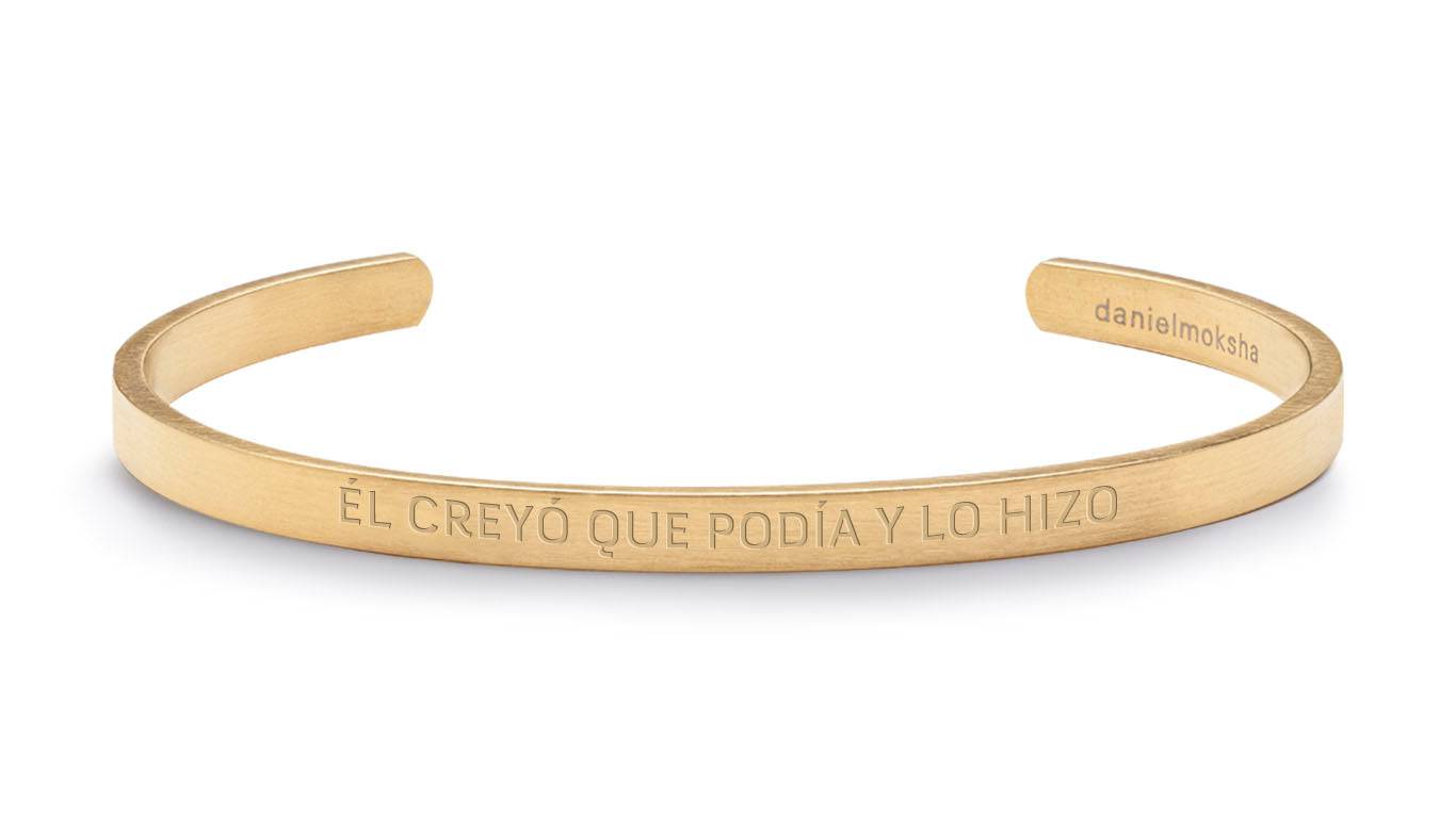 Pulsera Él creyó que podía y lo hizo (Hombre sin tinta negra)  Oro  Daniel Moksha
