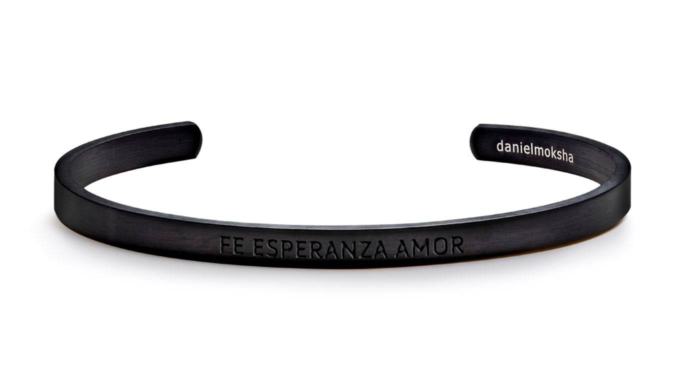 Pulsera Fe . Esperanza . Amor (Hombre sin tinta negra) Negra Daniel Moksha