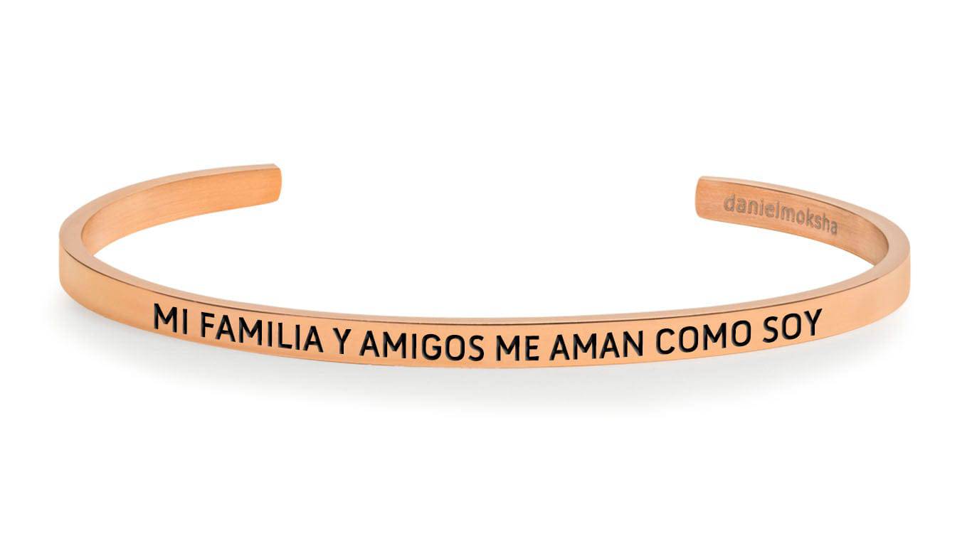 Pulsera KIDS: Mi familia y amigos me aman como soy Oro Rosa  Daniel Moksha