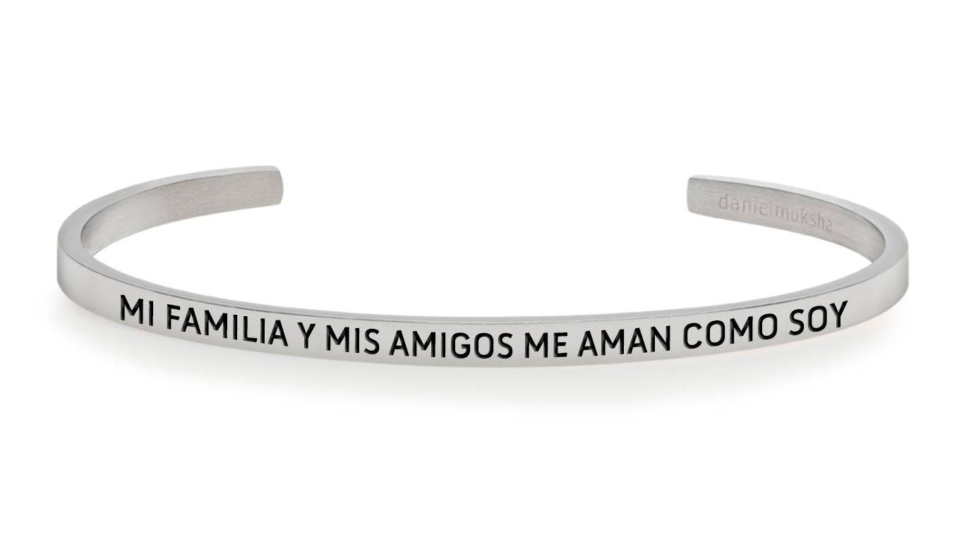 Pulsera KIDS: Mi familia y amigos me aman como soy  Plata   Daniel Moksha