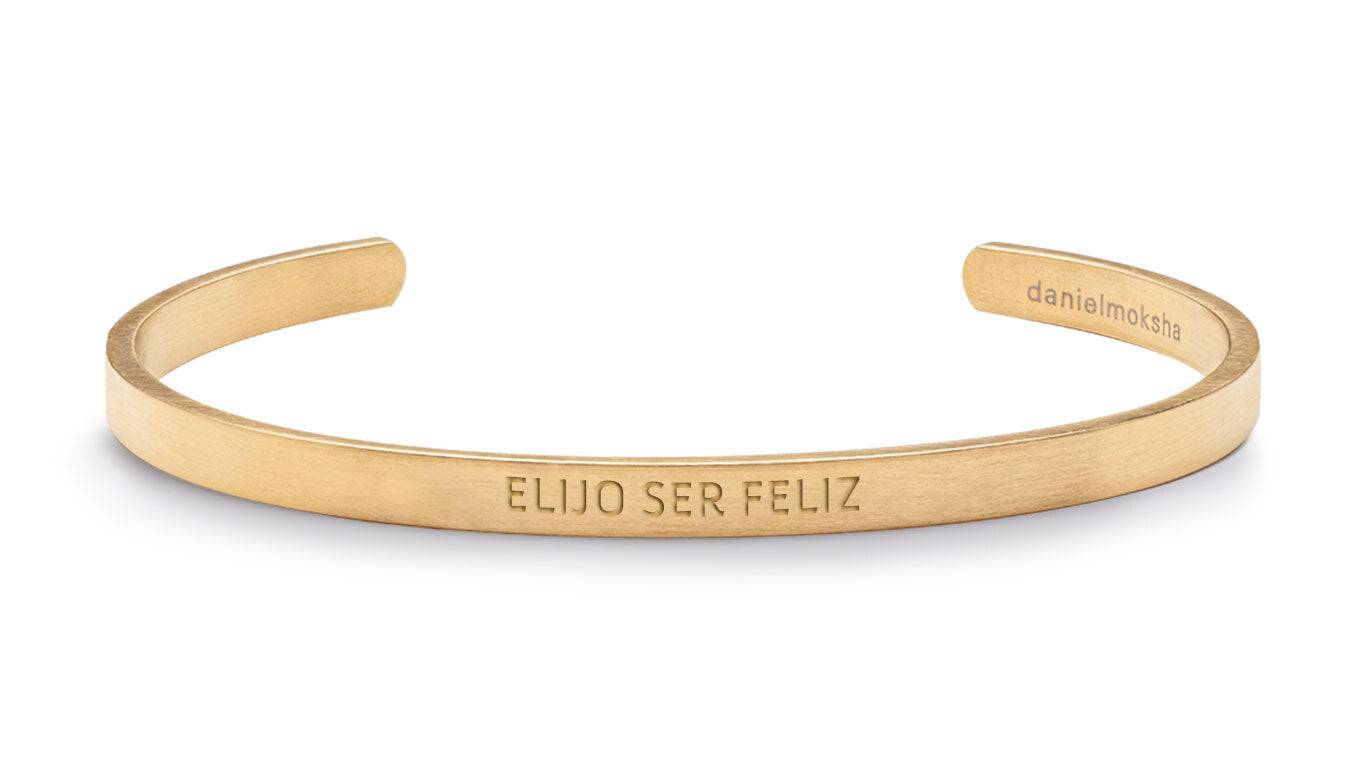 Pulsera Elijo ser feliz (Hombre sin tinta negra) Oro Daniel Moksha